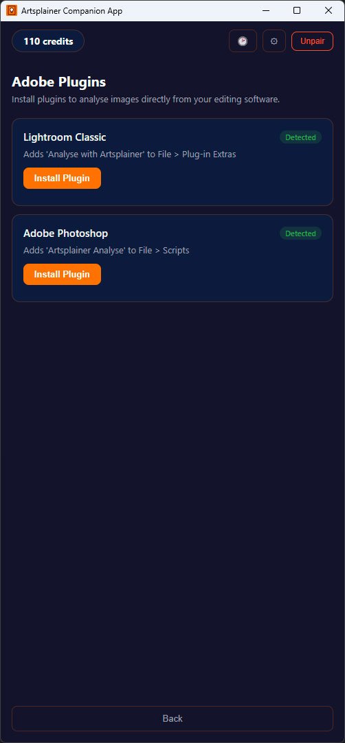 Companion app plugin setup page